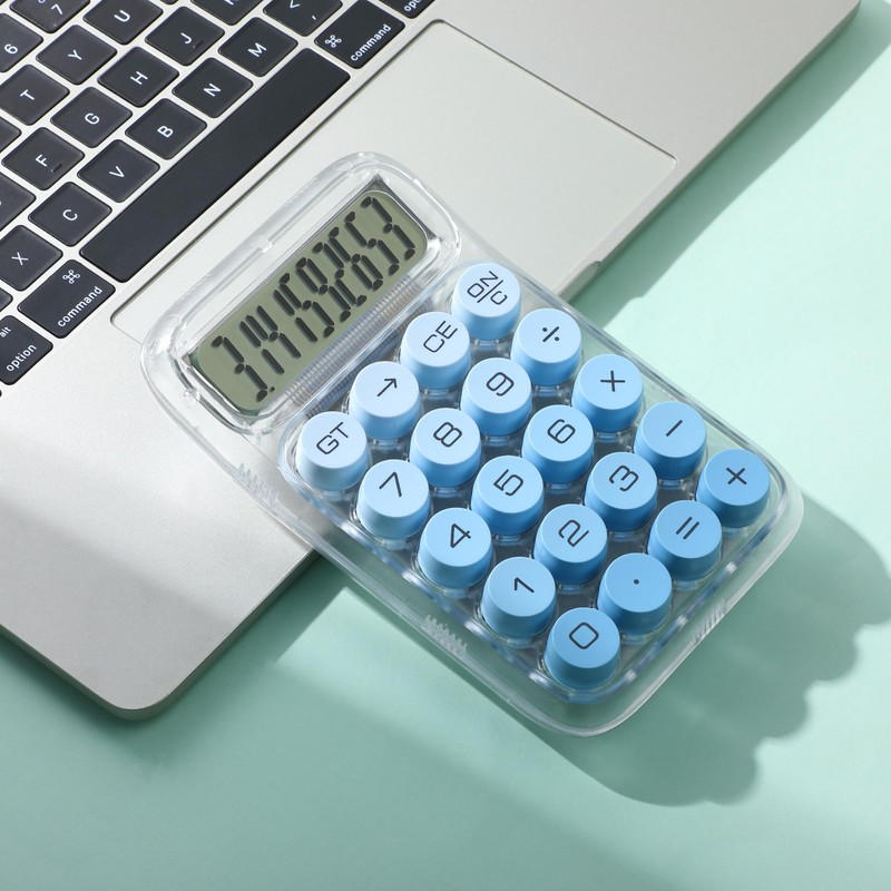Mr. Pen- Mechanical Switch Calculator, 10 Digits, Blue, Transparent Body,