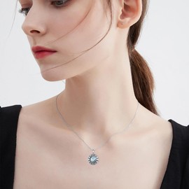 Daixiya Mushroom Necklace Sterling Silver Mushroom Moonstone Pendant Necklace Moon Phase Jewelry Gift for Women Girls