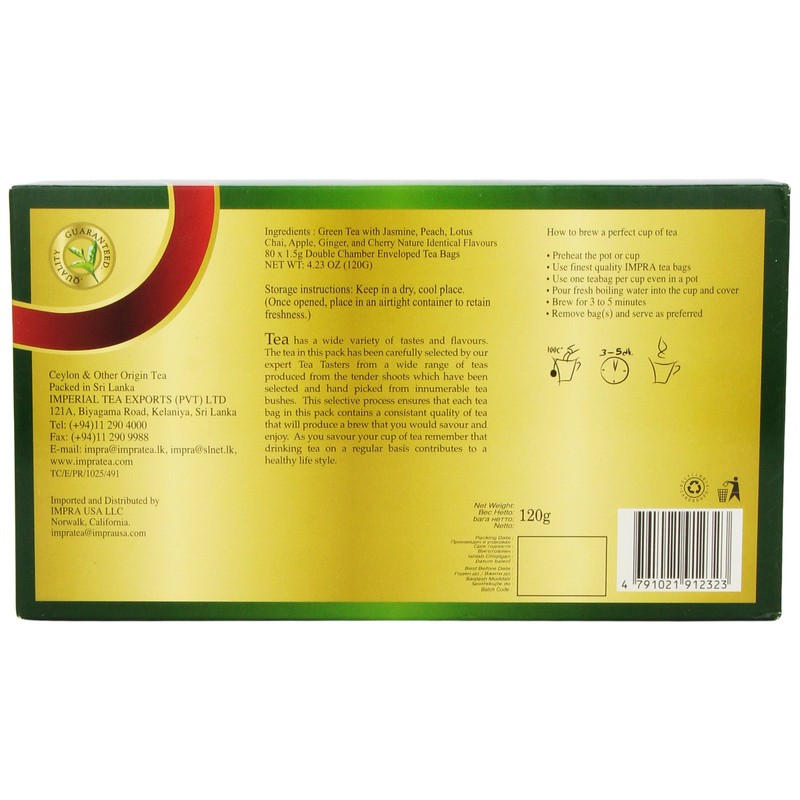 Impra Flavored Green Tea Gift Pack (8 Flavors), 80-Count Tea