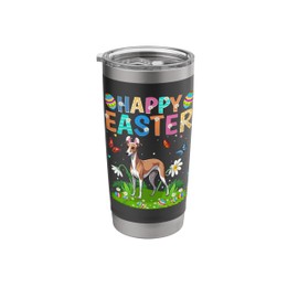 Italian Greyhound Dog Happy Easter Egg Hunt Bunny Ear Easter Stainless Steel Insulated Tumbler