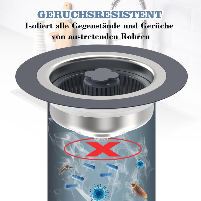 2-in-1 Kitchen Sink Strainer, Plug for Sink with Strainer Basket,