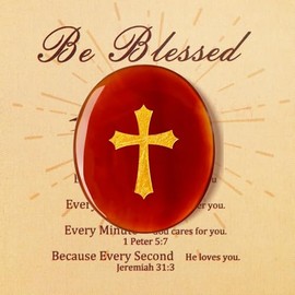 QINJIEJIE QINJIEJIE Karneol Edelsteine Kristalle Kleine Geschenke fr Kinder Kreuz Erstkommunion Geschenke M?dchen Jungen Sorgenstein Gastgeschenke Kreuz Edelsteine Poliert Stein Angst Stress Relief