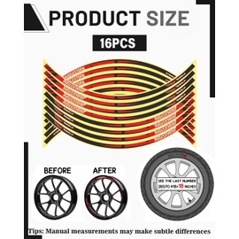 ZEXIJOW Motorcycle rim sticker set for 2 wheels from 15 to 19 inches, reflective and eye-catching, motorcycle rim sticker, motorcycle rim sticker resists rain and sun, racing design