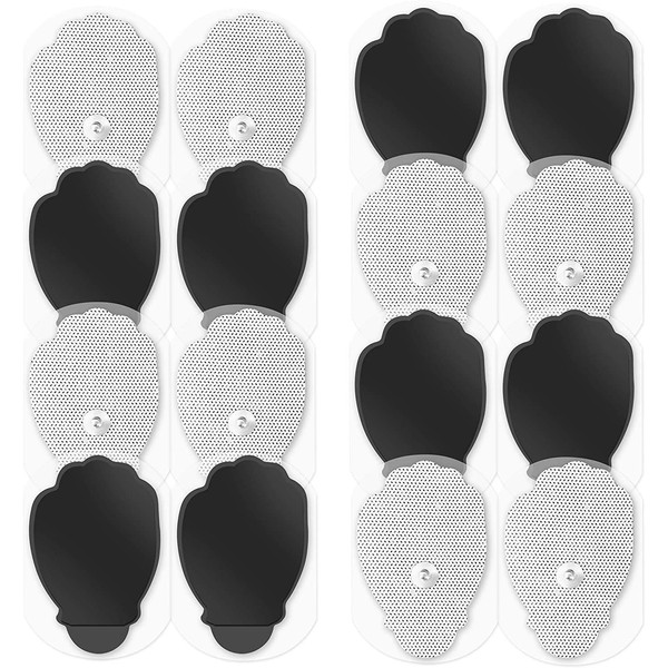 Easy@home 16 2"x3" Reusable Adhesive Electrode TENS Pads for TENS Electronic Pulse Massager in Hand Shape, 510K Cleared for Over The Counter (OTC) Use