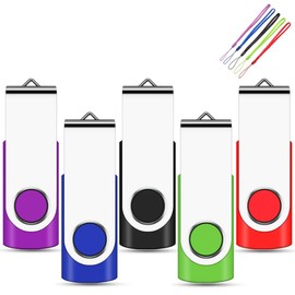 8GB USB Flash Drive with Rotating Cap USB 2.0 5 Pack Multicolore-1 16GB