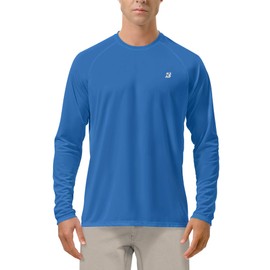 Roadbox Mens SPF UV Sun Long Sleeve Running Shirts Rash Guard Workout Swimming Vivid Blue