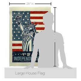 Liberty July 4th House Flag - Eagle Set Patriotic Fourth of Independence Day Fireworks BBQ United State American - Decoration Banner Small Garden Yard Gift Double-Sided Made In USA 28 X 40