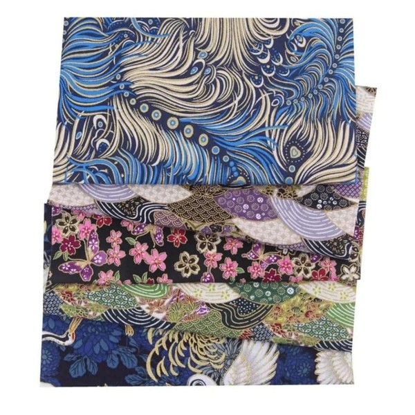CraftsFabrics 5pcs Cotton Craft Fabric Bundle Squares 20cm x 25cm