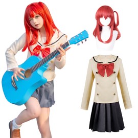 Kita Ikuyo Cosplay Wig, Guitar Vocchizaroku, Cosplay Costume, Full Set, Costume, Adult Costume, Cultural Festival (Kita Ikuyo Wig Included, XXL)