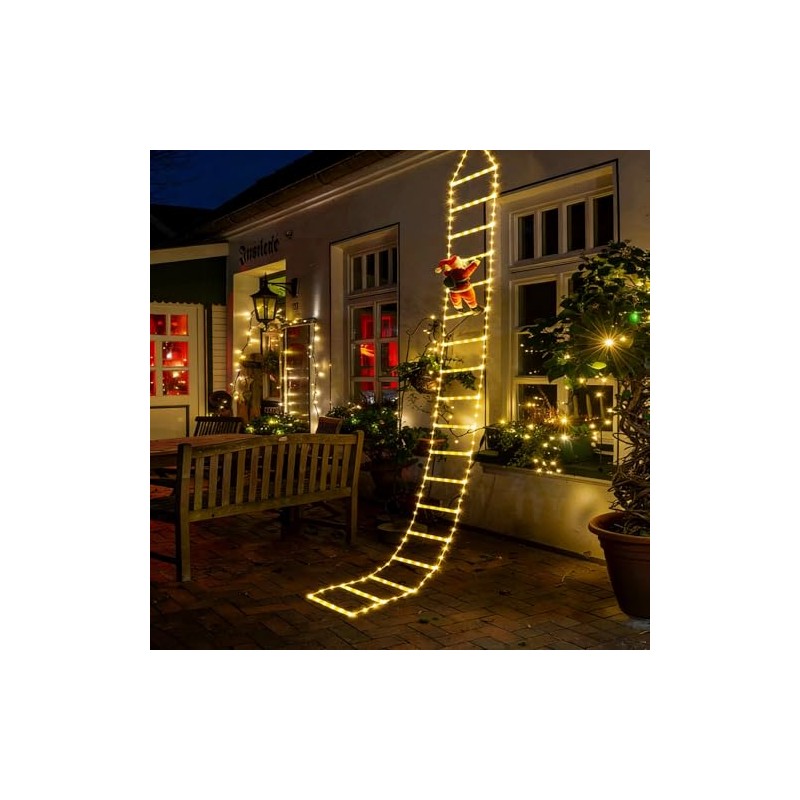 Luces Navideñas de Escalera 3M 240 LED con Santa Claus