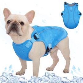 Kuoser Dog Cooling Vest Harness, Small Dog Cooler Jacket with Adjustable Buckle for Outdoor Beach, Hiking, Training Blue M