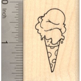 Ice Cream Rubber Stamp, Hand Dipped Sugar Cone