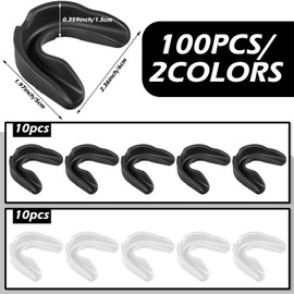 Kathfly 100 Pcs Youth Mouth Guard for Sports Mouthguard Athletic Football Mouth Guard Football Mouthpiece Gum Protection for Boxing Basketball Hockey Karate(White,Black)