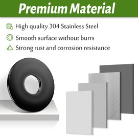 Jeboler Washers M10 Black, Pack of 10 Stainless Steel Washers DIN 9021 A2 V2A Body Washers Large Flat Washers Rustproof Flat Washers for Screws & Nuts & Threaded Rod