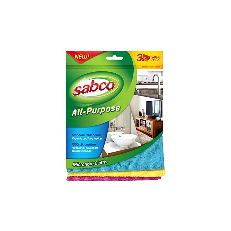Sabco All Purpose Micro Fibre Cleaning Cloths 3-Pieces