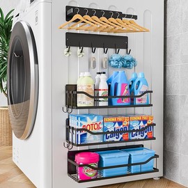 5 Pack Magnetic Shelves - Versatile Storage Organizers for Washing Machine, Refrigerator, Powerful Magnetic Metal Racks with Unique Hollow Design