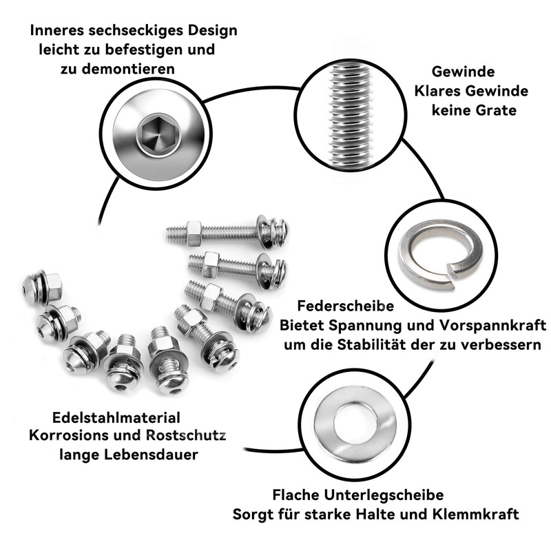 Dayalo Pack of 10 M8 x 25 Screws, Button Head