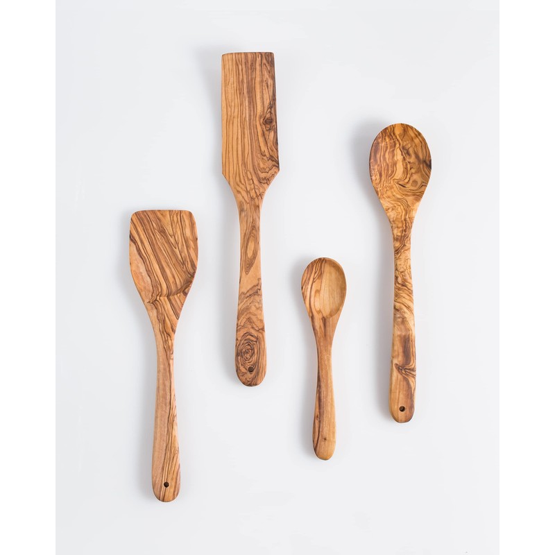 Darido Olive Wood Cooking Utensils Set of 3 with Extra