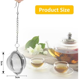 MMSZHL 4 Pcs Infusores de Té y Tisanas, Filtro de Té de Acero Inoxidable con Cadena de 2.7", Bola de Té de Malla, Infusor de Té Suelto, Filtro de Bola, de Malla Fina (5 cm)