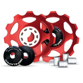 IMPALAPRO Bike Set of 2 Ceramic Jockey Wheels 11t - Derailleur Pulley - Jockey Wheel Shimano - Jockey Wheels 11 Speed - Pulley Sram - Shimano Jockey Wheels (2. Red)