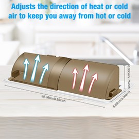 CH24globall Upgrade Clear Adjustable Air Vent Deflector for Vents, Magnetic Heat and Air Deflecot with Strong Magnet, Easy Adjust Between 10" to 14", Vent Cover for Floor, Ceiling (Brown-2Pack)