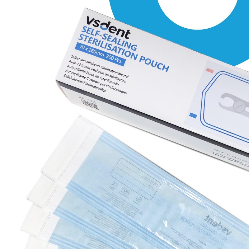 VSDent Self Sterilisation Pouches - 70x260mm (Pack Of 200)