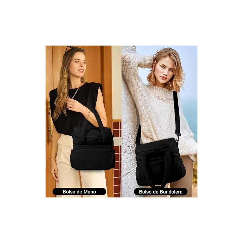 Lonchera Térmica con Doble Compartimento para Hombre Mujer, Bolsa de