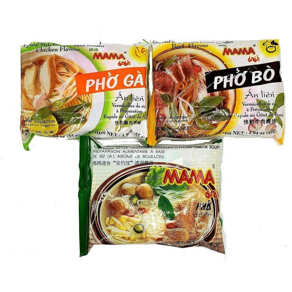 Mama Oriental Style Instant Chand Noodle Variety Pack (10 Beef,10