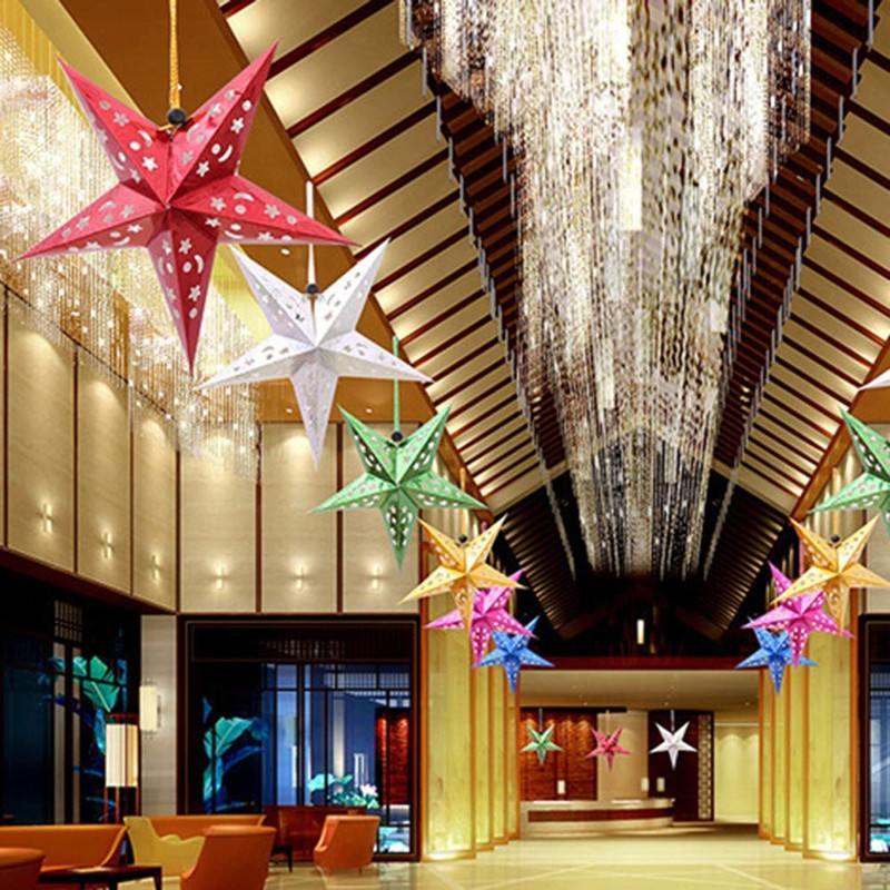 EliteKoopers Paper Xmas String Hanging Star For Christmas Decoration Tree