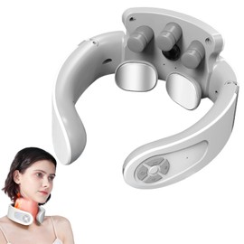 Neck Massager, Intelligent Voice Transmission, Neck Massager with 42°C Heat Therapy, 5 Modes, 15 Intensity Levels, Wireless Portable Electric Massager for Home, Office, Travel