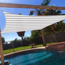 Windscreen4less 15' x 19' Sun Shade Sail Rectangle Outdoor Canopy Cover UV Block for Backyard Porch Pergola Deck Garden Patio (Gray White Strip)