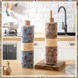 Redbaker 50 Pcs Reusable Paper Towels Paperless Reusable Cotton Cloths Toilet Absorbent Washable Paper Towels with Roll Kitchen Dishcloth for Kitchen Paperless Dishcloths(Daisy)