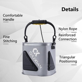 TopHomer Foldable Fish Bait Bucket, Multifunctional Minnow Bucket, Live Fish Container, Fish Protection Bucket, Outdoor Camping Fishing Bag - Black