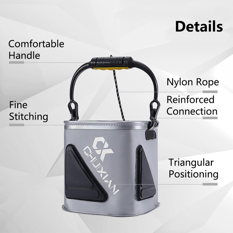 TopHomer Foldable Fish Bait Bucket, Multifunctional Minnow Bucket, Live Fish