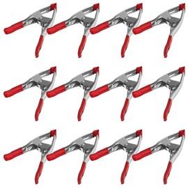 Set of 12-9-Inch Metal Spring Clamp with Red Tip