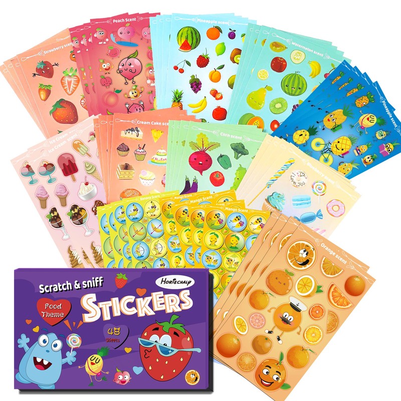 ステッカー 子供シール 食べ物匂いステッカー 48枚 12種類の香り