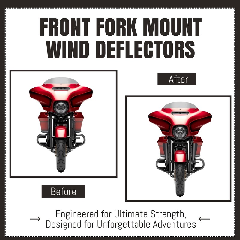 AC-MTORC Front Fork Mount Wind Deflectors Windshield for Harley Touring