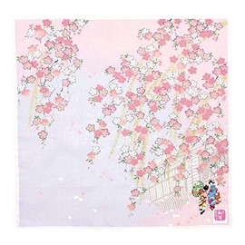 Yamamoto Hitoto Shoten Yuzen Embroidery Handkerchief, Maiko A Pink [1689-A] Japanese Pattern, Elegant, Made in Japan