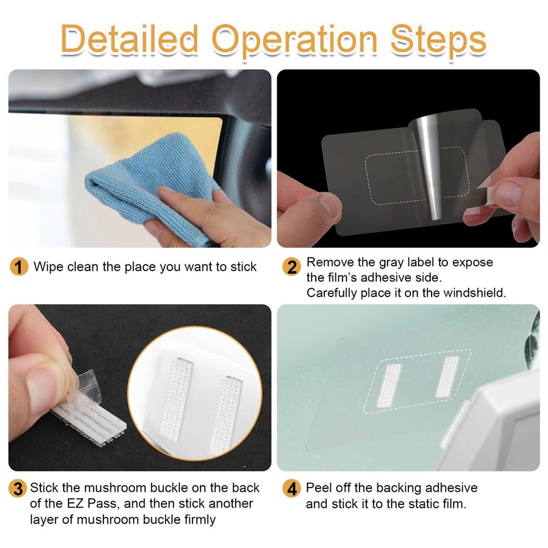 Gosknor EZ Pass/IPass/IZoom/SunPass Toll Tape, Including 16pcs Dual-Lock Adhesive Strips