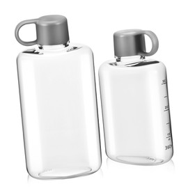 CORHAD 2 Pieces Portable Water Bottle and Travel Cup Sports Water Bottle for Camping Fitness and Cycling Leak-Proof Slim Design Transparent