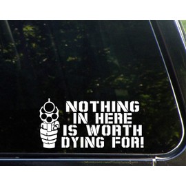 Nothing in Here is Worth Dying for - Die Cut Decal Bumper Sticker for Windows, Cars, Trucks, Laptops, Etc.