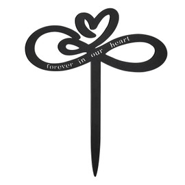 Memorial Grave Markers, Grave Decorations for Cemetery, Memorial Stake Markers of Forever in Our Heart, Metal Sympathy Grave Plaque, Outdoor Yard Remembrance Stake
