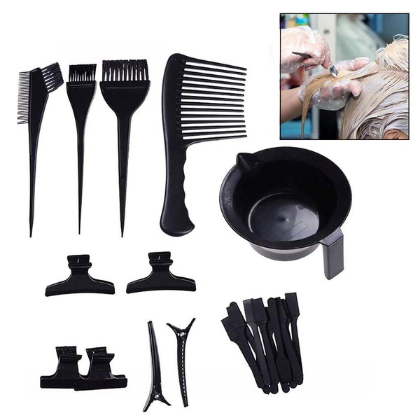 LHKJ 23-Piece Hair Dyeing Set, Colouring Brush, Hair Colouring Set, Hair Dye Brush and Bowl with Hair Clip Comb, DIY Salon Hair Dyeing Tools