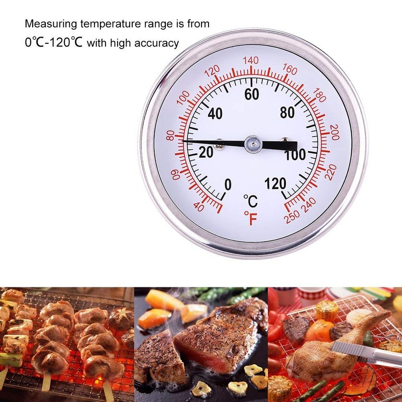 Fdit Stainless Steel BBQ Thermometer Grill Charcoal Grill Smoking Temperature