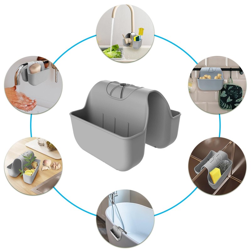 OKeanu Sponge Holder for Kitchen Sink, Silicone Sink Saddle Caddy