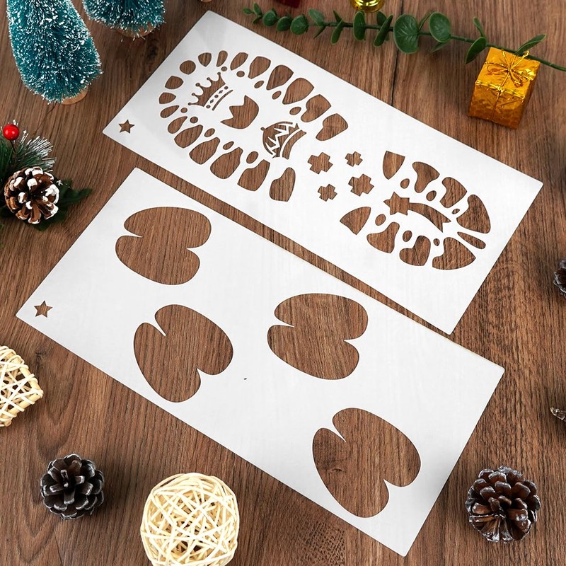 Christmas Santa Footprint, 4 Pieces Santa Claus Footprints Stencil, Reusable