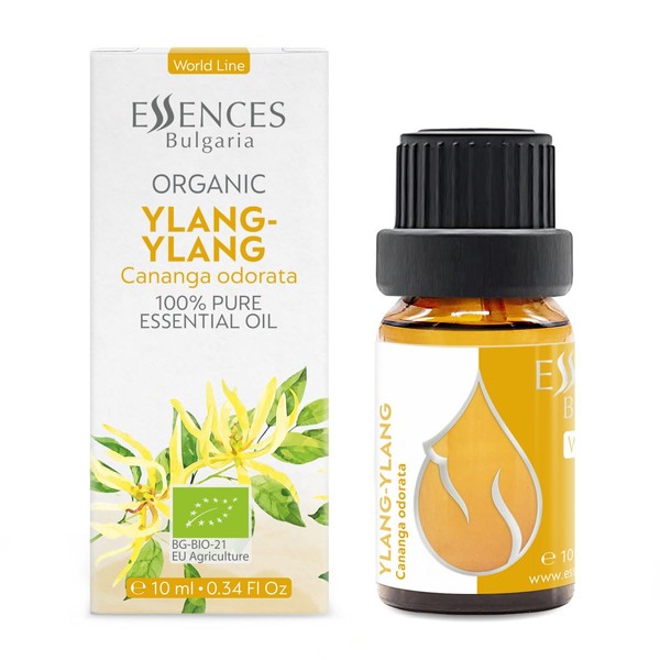 Essences Bulgaria Organic Ylang-Ylang Essential Oil 10 ml | Cananga Odorata | 100% Natural | Undiluted | Therapeutic Grade | Aromatherapy | Cosmetics | Cruelty Free | GMO Free | Vegan