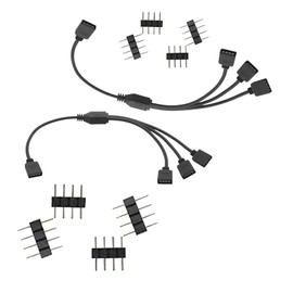 RGB中継線、Y分岐ケーブル、3分岐4ピン1〜3ポート、LEDバンド4ピンネクタケーブル、黒色30 cm、マザーボード-ファン/LED絞り/ランプバンド/シャーシなどに適用（2個、3分岐）