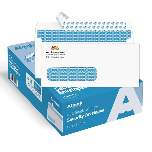 Aimoh 500#10 Custom Printed Single Left Window Self Seal Security