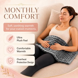 Boncare® Ultra Plush XXL Heating Pad for Neck and Shoulder and Back with Auto-Off, Stay-On Warmth Up to 18 Hours, 6 Heat Levels, 12.6 ft Cord for Bed Foot Warmer with Gift Box (Cloud Gray, 17"x33")